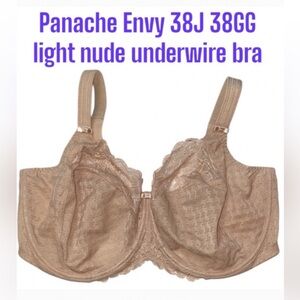 38J 38GG Panache Houndstooth Lace Underwire Bra No padding Semi-Sheer Quality D7